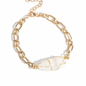 Elegant Gold and White Chain Bracelet Mineral Merit - Pendant Fashion Jewelry